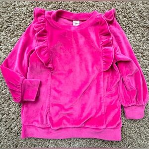 Baby GAP 3T Pink Velour Ruffle Sweatshirt